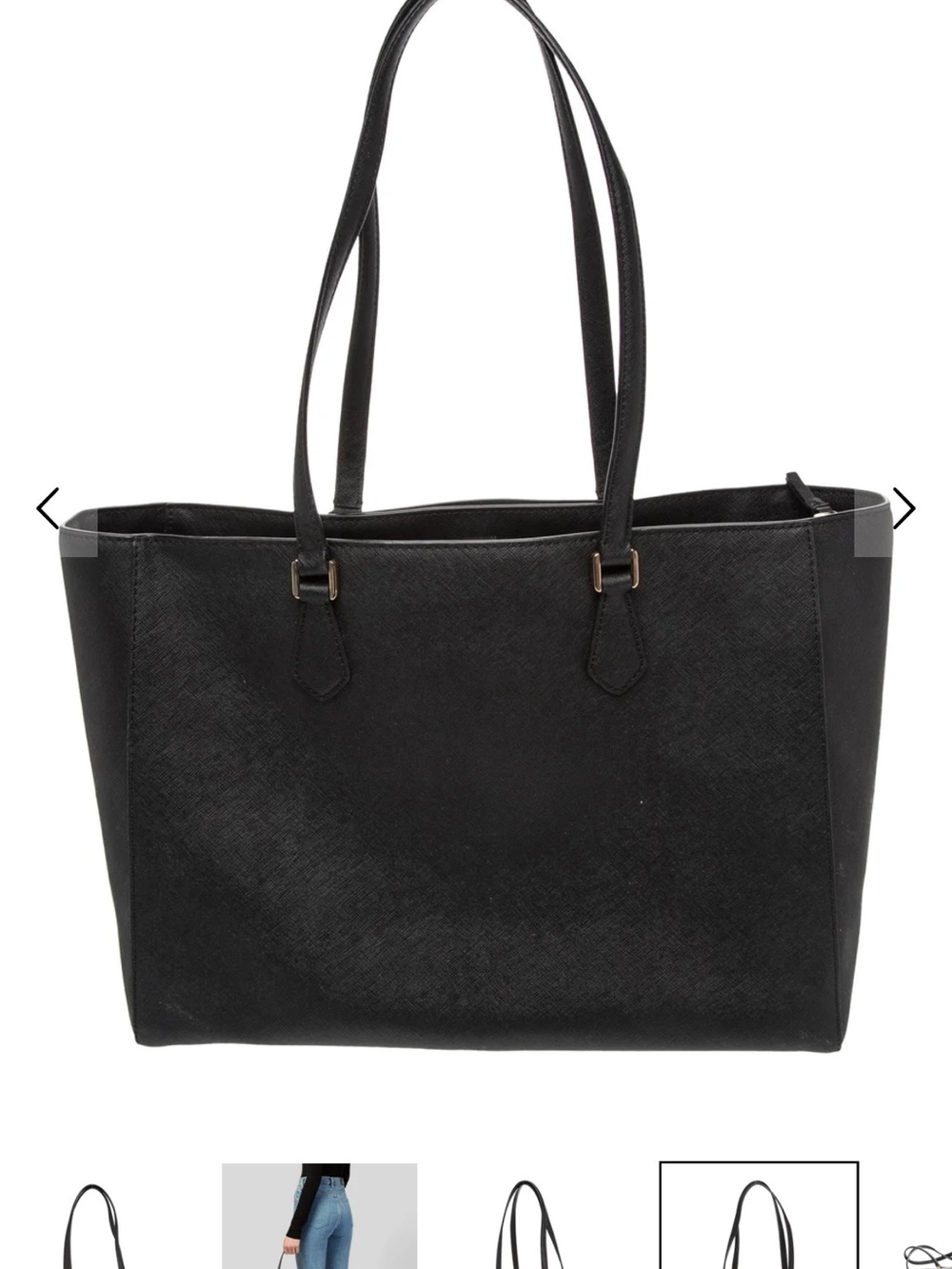 Tory Burch Black Leather Double-Handle Tote - Picture 2 of 7